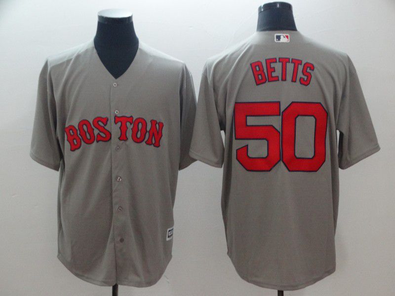 Men Boston Red Sox 50 Betts Grey Game MLB Jerseys